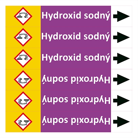 Značení potrubí ISO 20560, hydroxid sodný